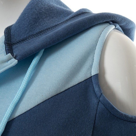 Color Block Hooded Sweat Crop Top - Picture 2 of 7